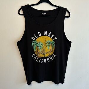 Old Navy Men’s Black Tank Sun And Palm L Large California Beach Tropical